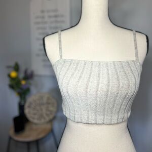 Gray Ribbed Women's Crop Top Size Small